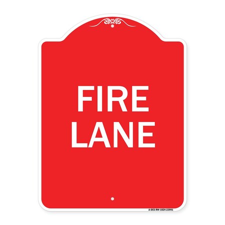 Signmission Designer Series Sign-Fire Lane Supplementary, Red & White Aluminum Sign, 18" x 24", RW-1824-23991 A-DES-RW-1824-23991